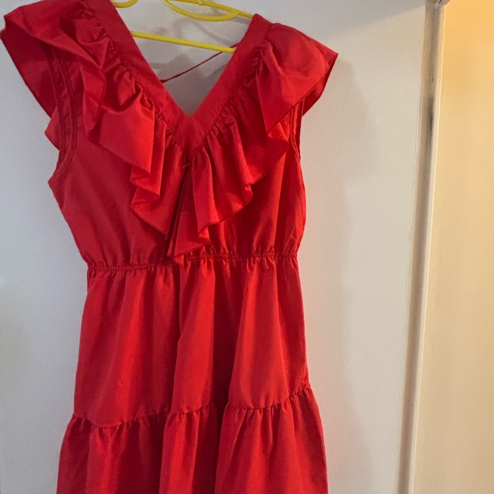 SHEIN Red Ruffled Tiered Sundress